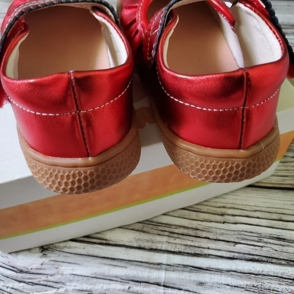 Livie and Luca Ruche Mary Jane Shoes Metallic Red New Without Box
